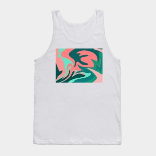 Green and Beige Pink Marble Pattern Tank Top